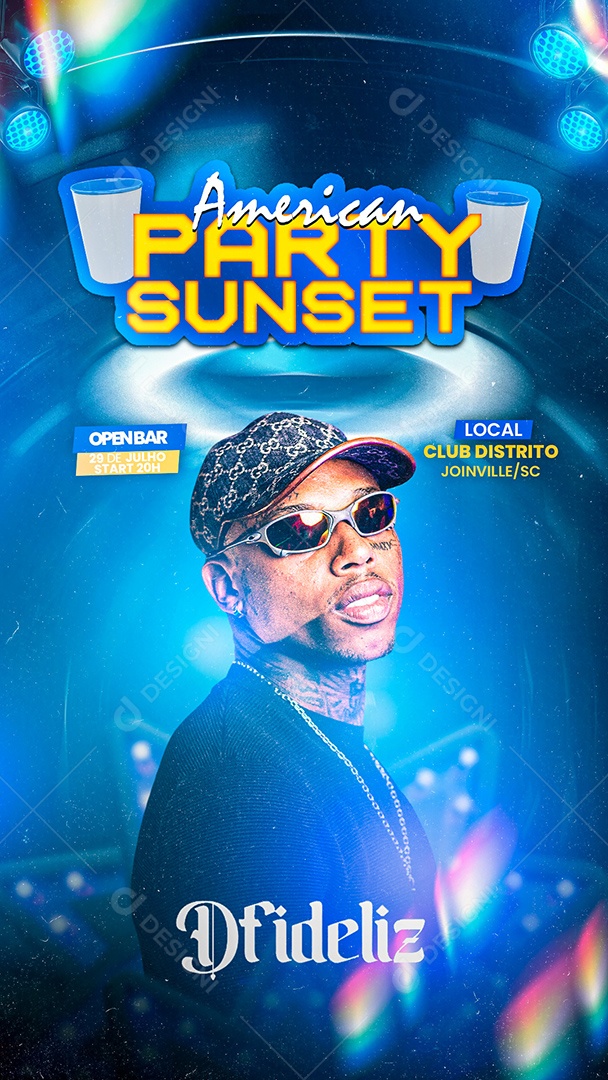 Story American Party Sunset Flyer Dfideliz Social Media PSD Editável