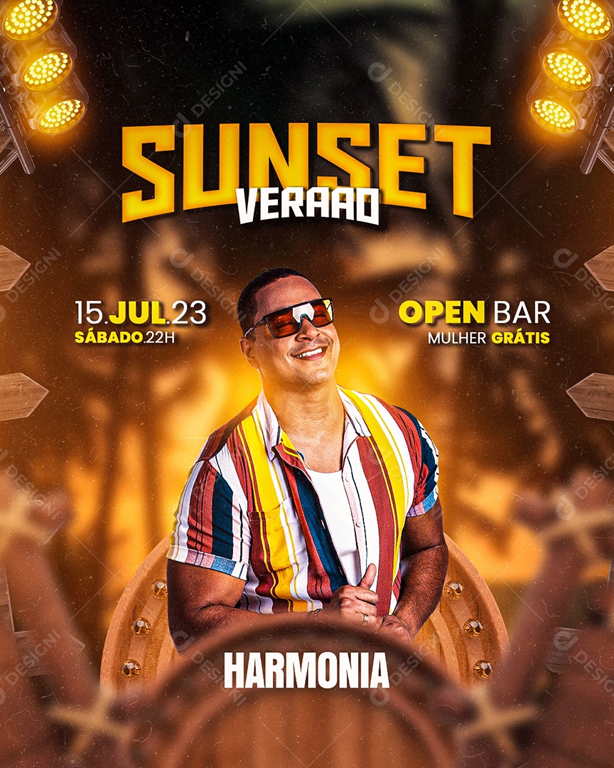 Sunset Verãao Flyer Harmonia Social Media PSD Editável
