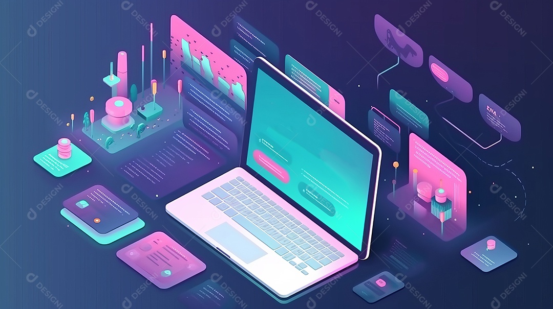 Desenvolvedores, programando software de aplicativo móvel. Crie e otimize o site ou aplicativo da interface Layout no laptop, tablet, telefone. design de interface do usuário. fundo de banner abstrato de conceito de codificação IA generativa.