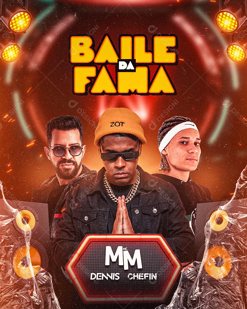 Baile Da Fama Flyer Dennis DJ Mc MM Mc Chefin Social Media PSD Editável