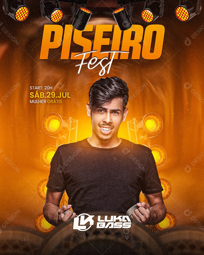 Piseiro Fest Flyer Luka Bass Social Media PSD Editável
