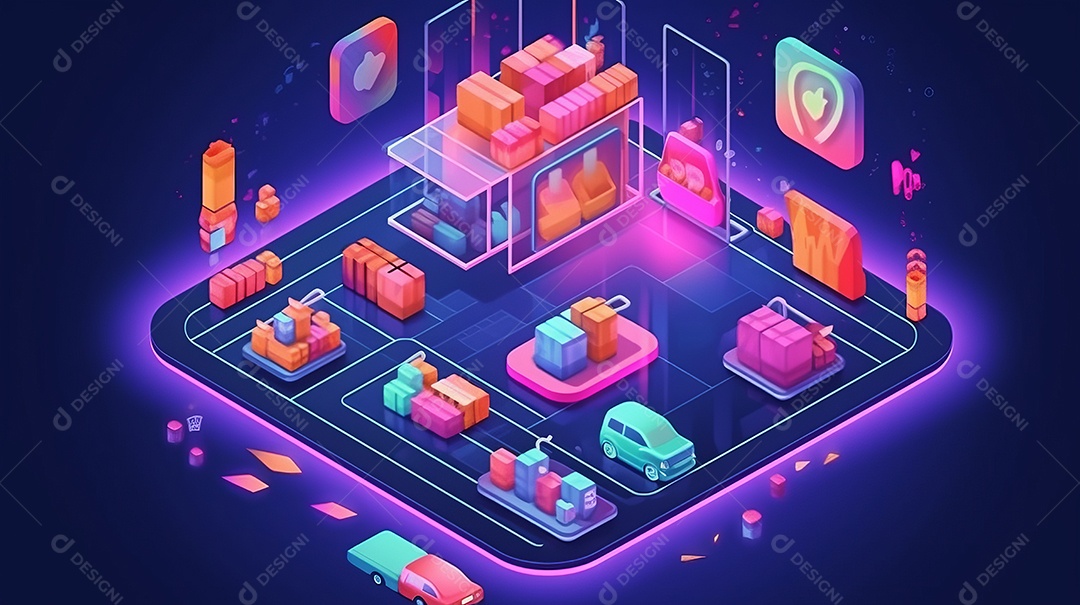 Compras online via smartphone Isometric Generative AI.