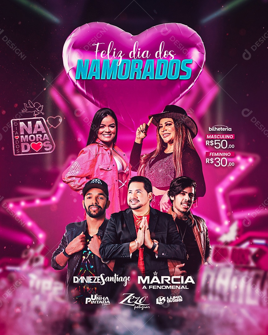 Feliz Dia Dos Namorados Flyer Social Media PSD Editável