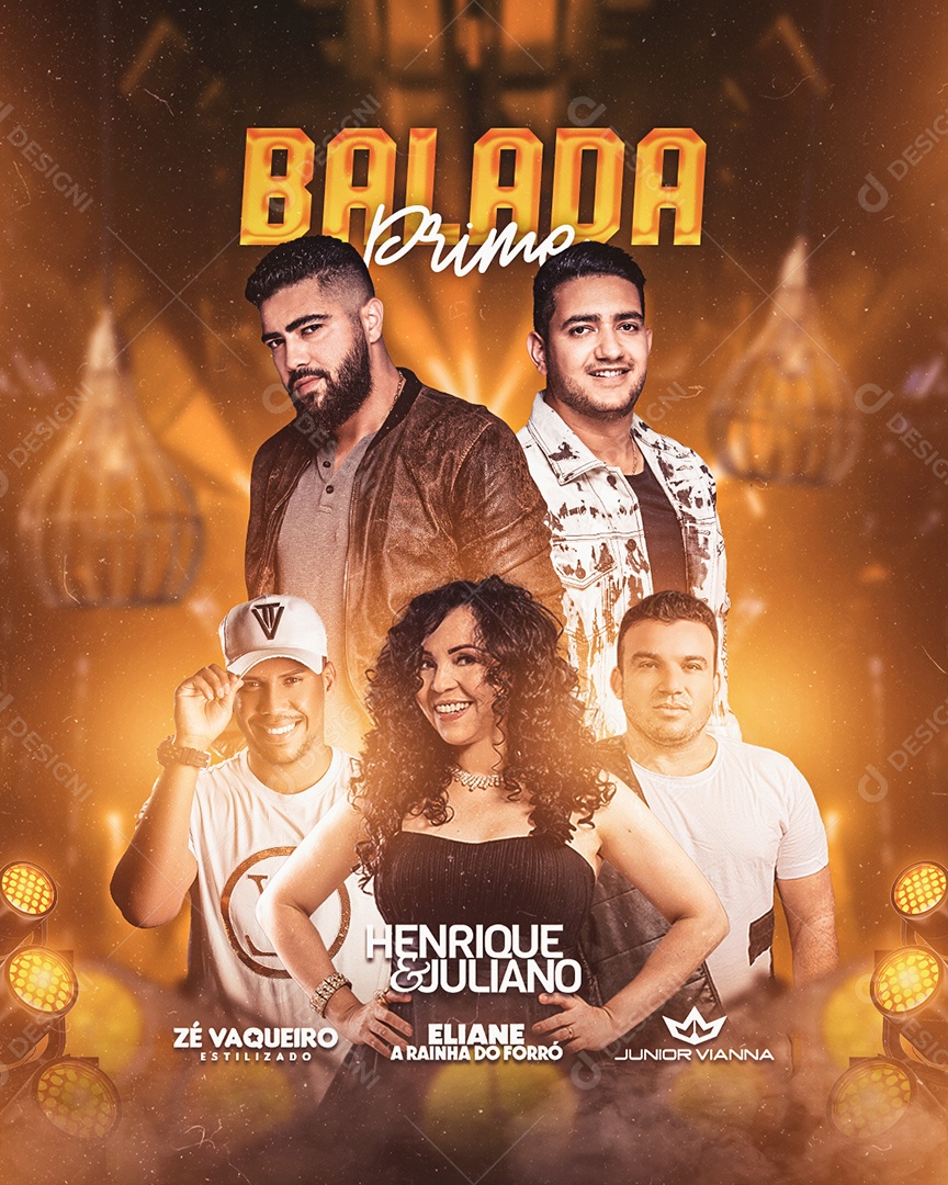 Balada Prime Flyer Zé Vaqueiro Henrique & Juliano Junior Vianna Social Media PSD Editável