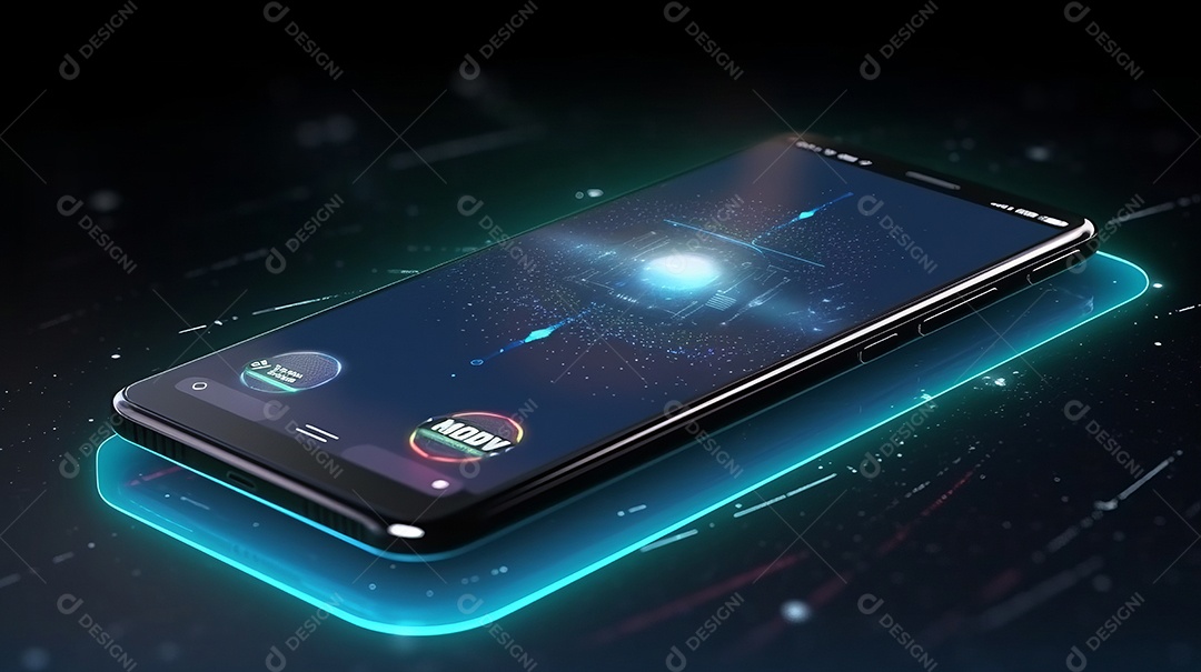 Smartphone em perspectiva e aplicativo de internet banking Transação de segurança de pagamento on-line via cartão de crédito Proteção digital, proteção de pagamento de transferência. Aplicativo de smartphone moderno IA generativa.