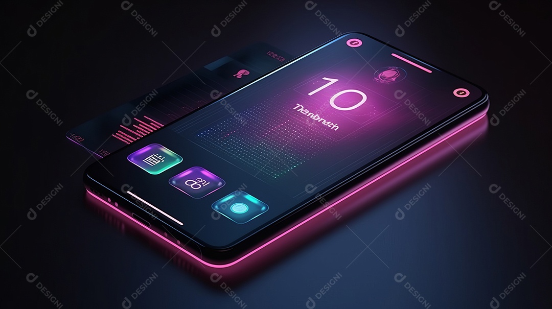 Smartphone em perspectiva e aplicativo de internet banking Transação de segurança de pagamento on-line via cartão de crédito Proteção digital, proteção de pagamento de transferência. Aplicativo de smartphone moderno IA generativa.