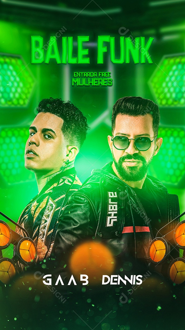 Story Baile Funk Flyer Mc Gaab Dennis DJ Social Media PSD Editável