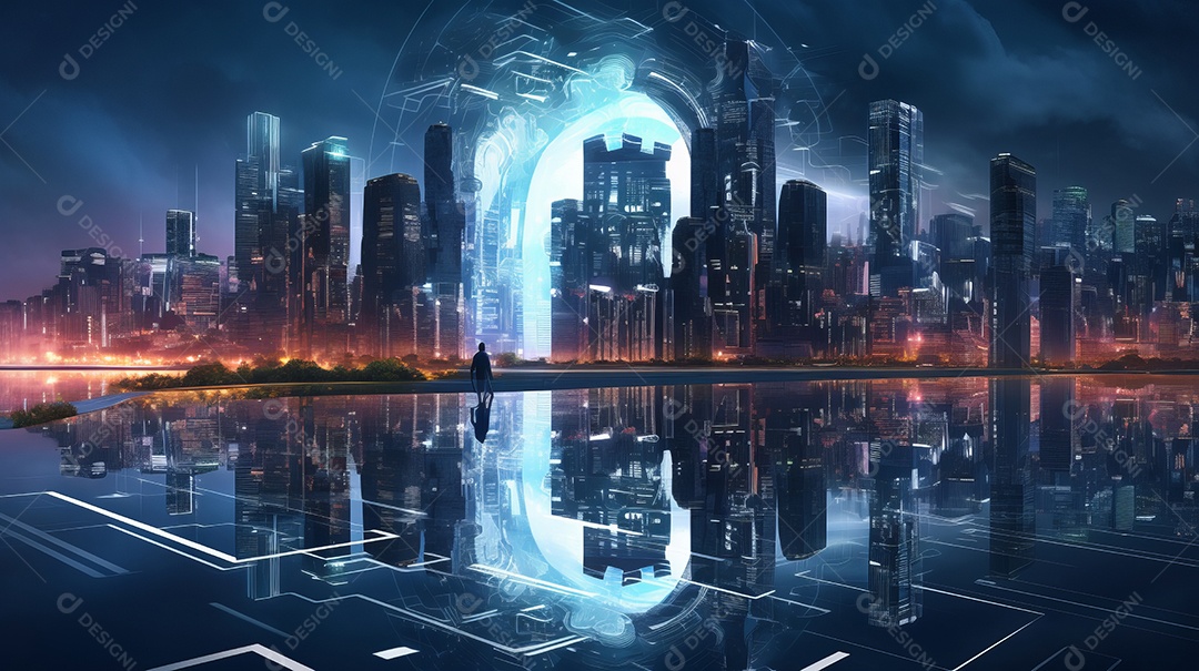 imagem realista de cidade futurista.