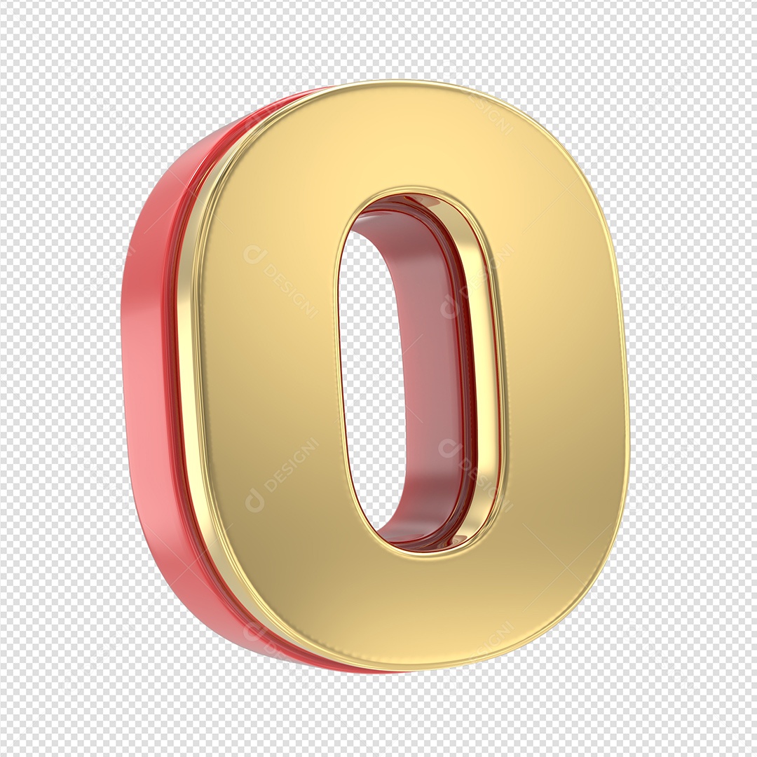 Numero 0 Dourado Elemento 3D Para Composição PSD