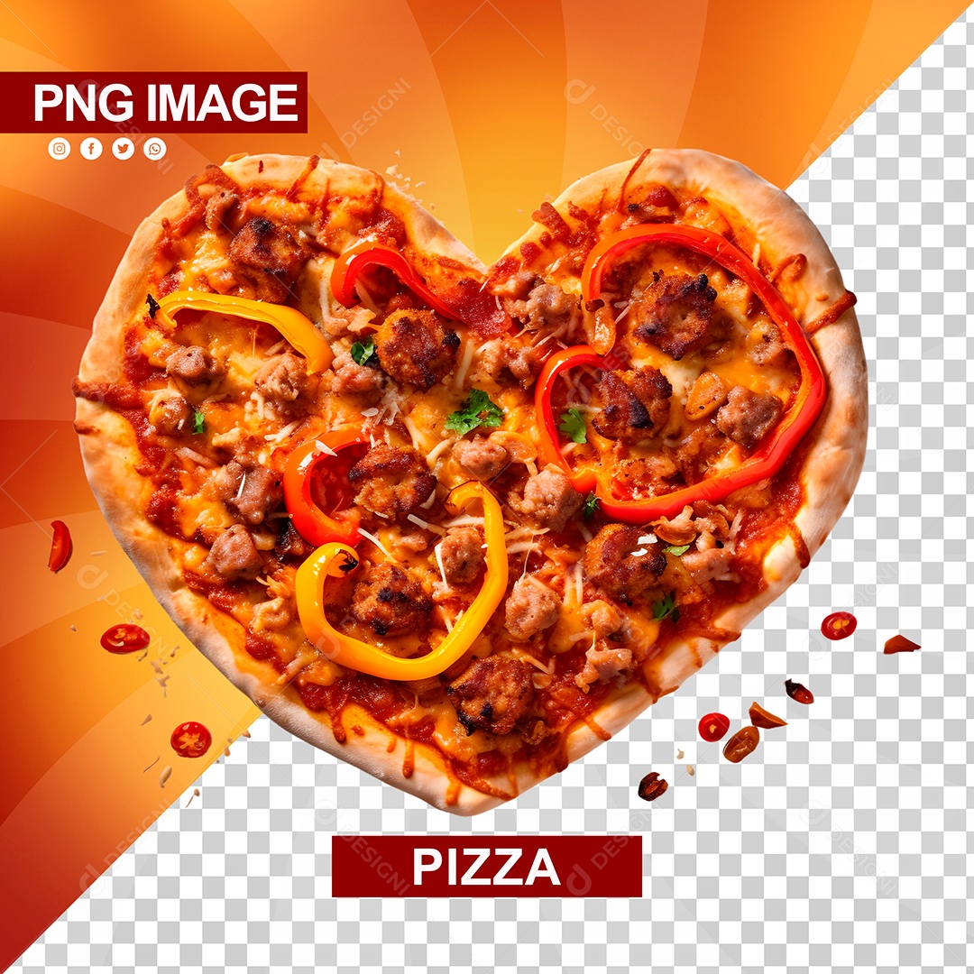 Pizza Deliciosa Formato De Coração PSD