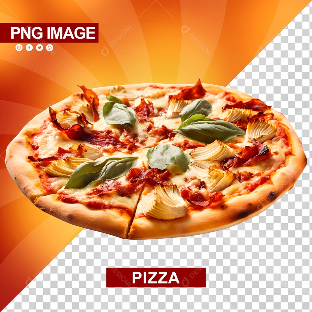 Pizza Deliciosa Redonda Fatiada PSD