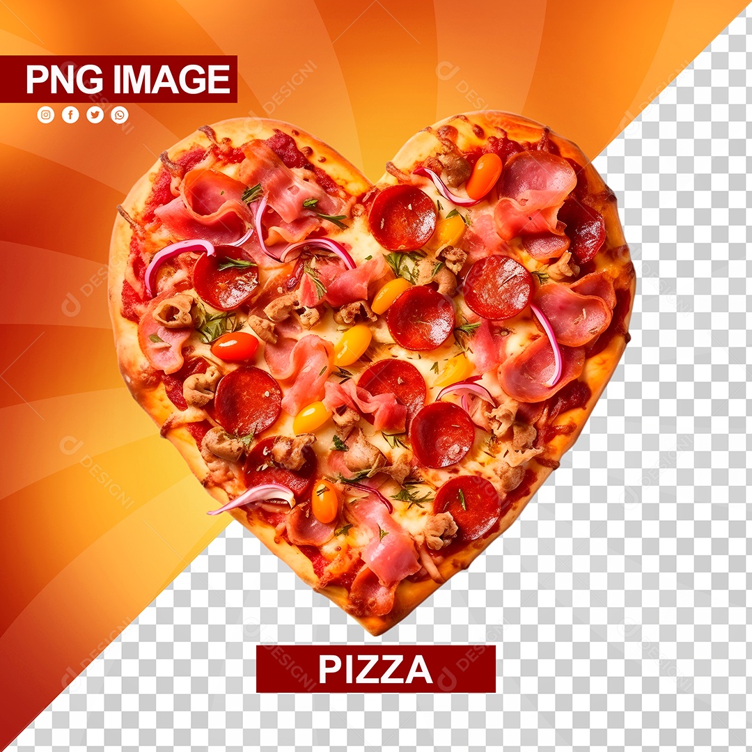 Pizza Deliciosa Formato De Coração PSD