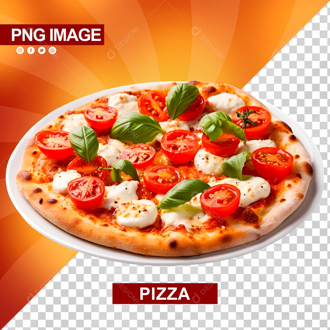 Pizza Deliciosa Redonda Ovo Tomate Forma Branca PSD
