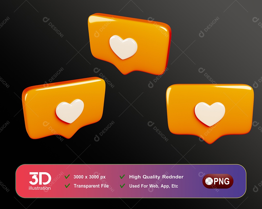 Ícone De Curtidas Elemento 3D Para Composição PSD