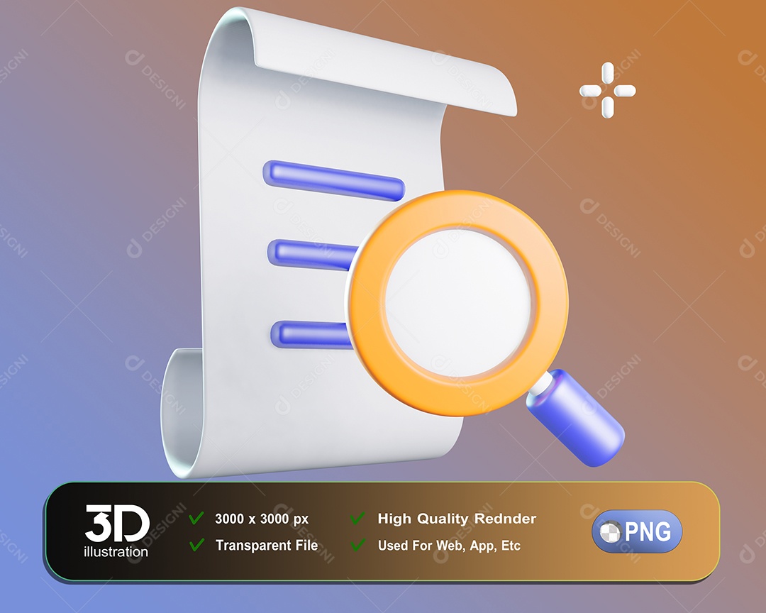 Papel Com Uma Lupa Elemento 3D Para Composição PSD