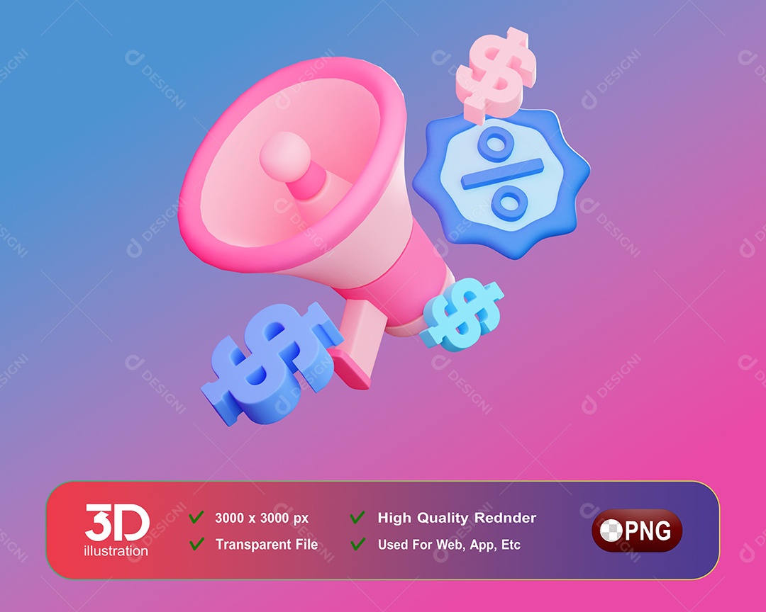 Anuncio De Descontos Elemento 3D Para Composição PSD