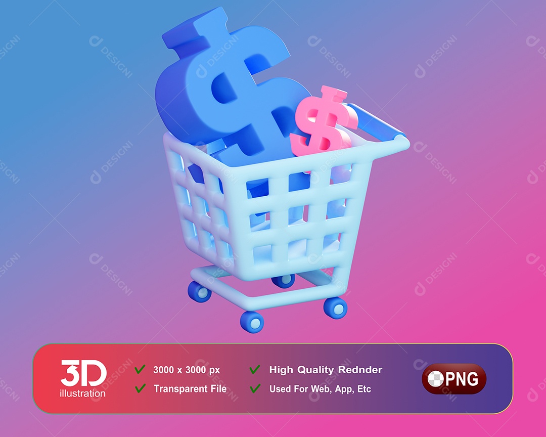 Carinho De Compras Elemento 3D Para Composição PSD