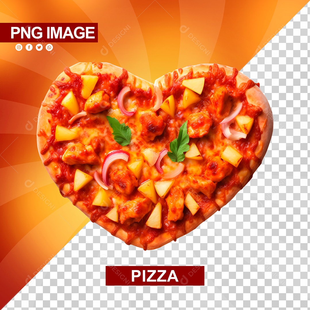 Pizza Deliciosa Formato De Coração PSD