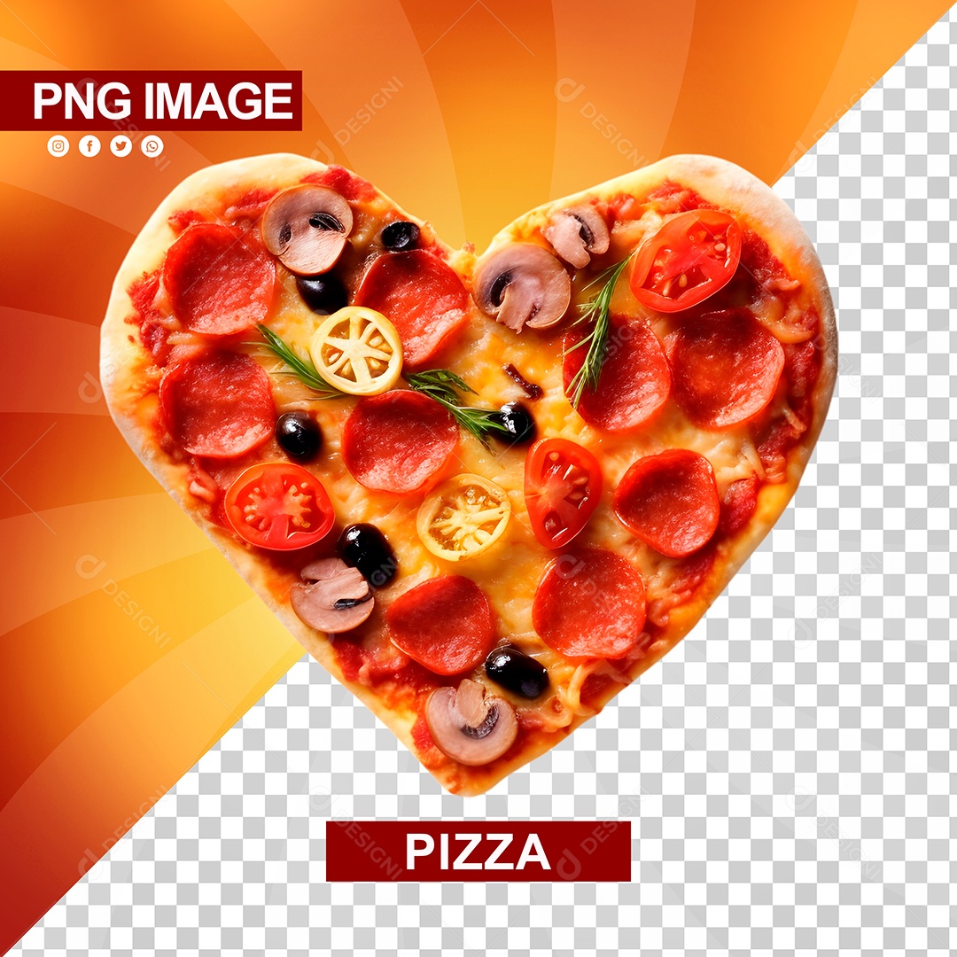 Pizza Deliciosa Formato De Coração PSD