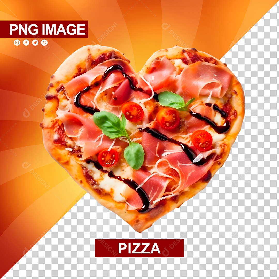 Deliciosa Pizza Formato De Coração PSD