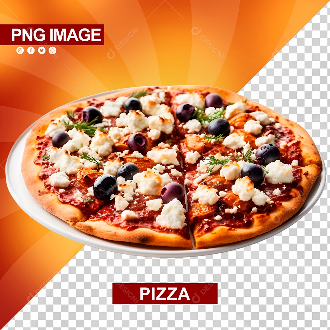 Deliciosa Pizza Redonda Fatiada Forma Branca PSD