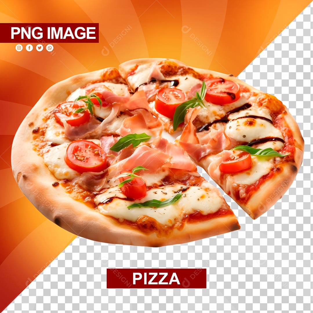 Pizza Deliciosa Redonda Fatiada PSD