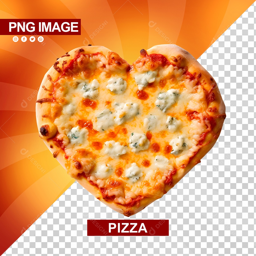 Pizza Deliciosa Queijo Formato De Coração PSD
