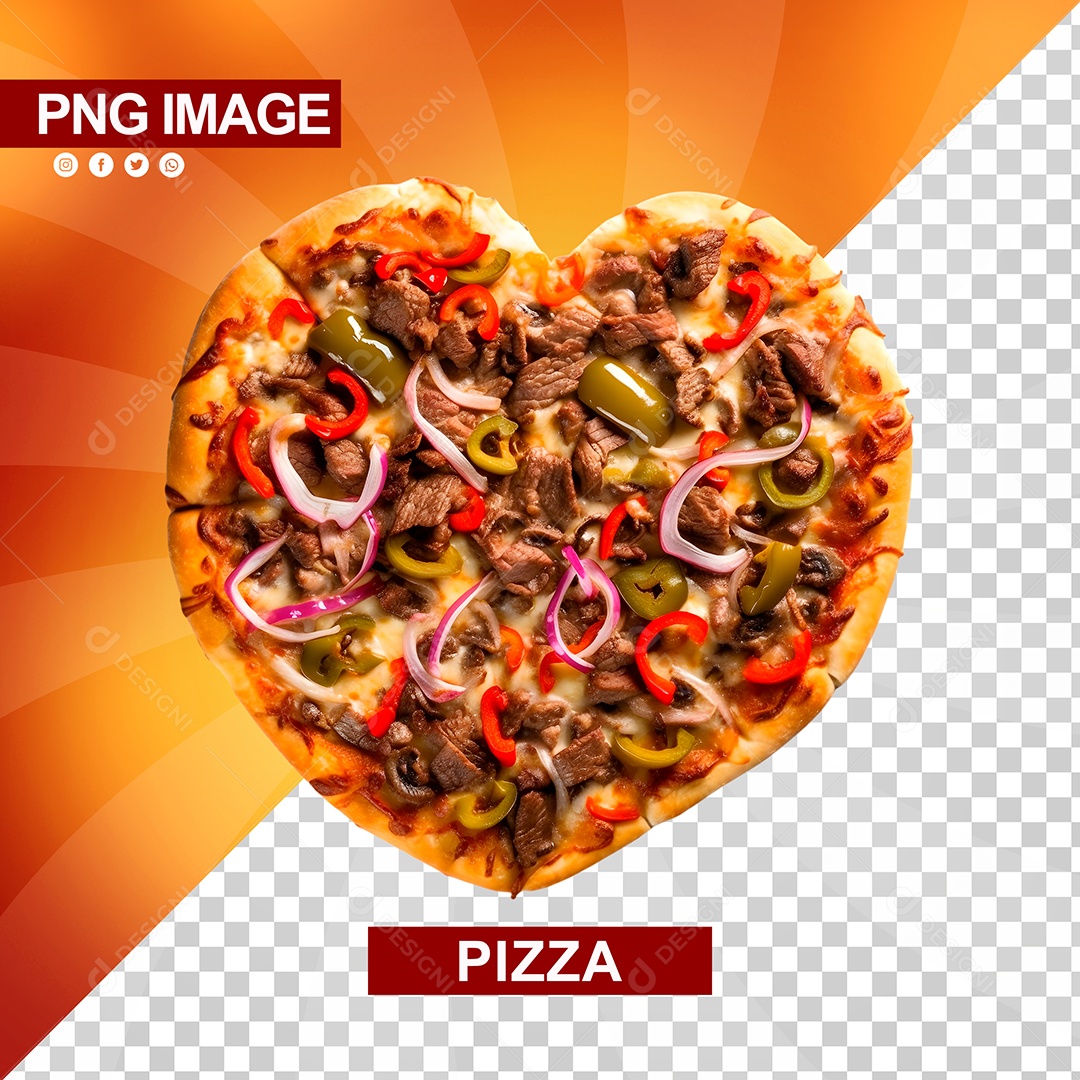 Pizza Deliciosa Formato De Coração PSD