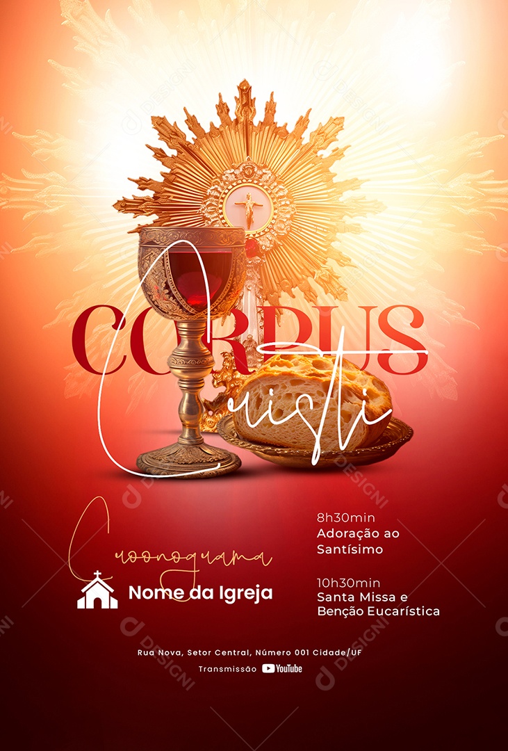 Corpus Christi Cronograma Adoração Ao Santísimo Social Media PSD Editável