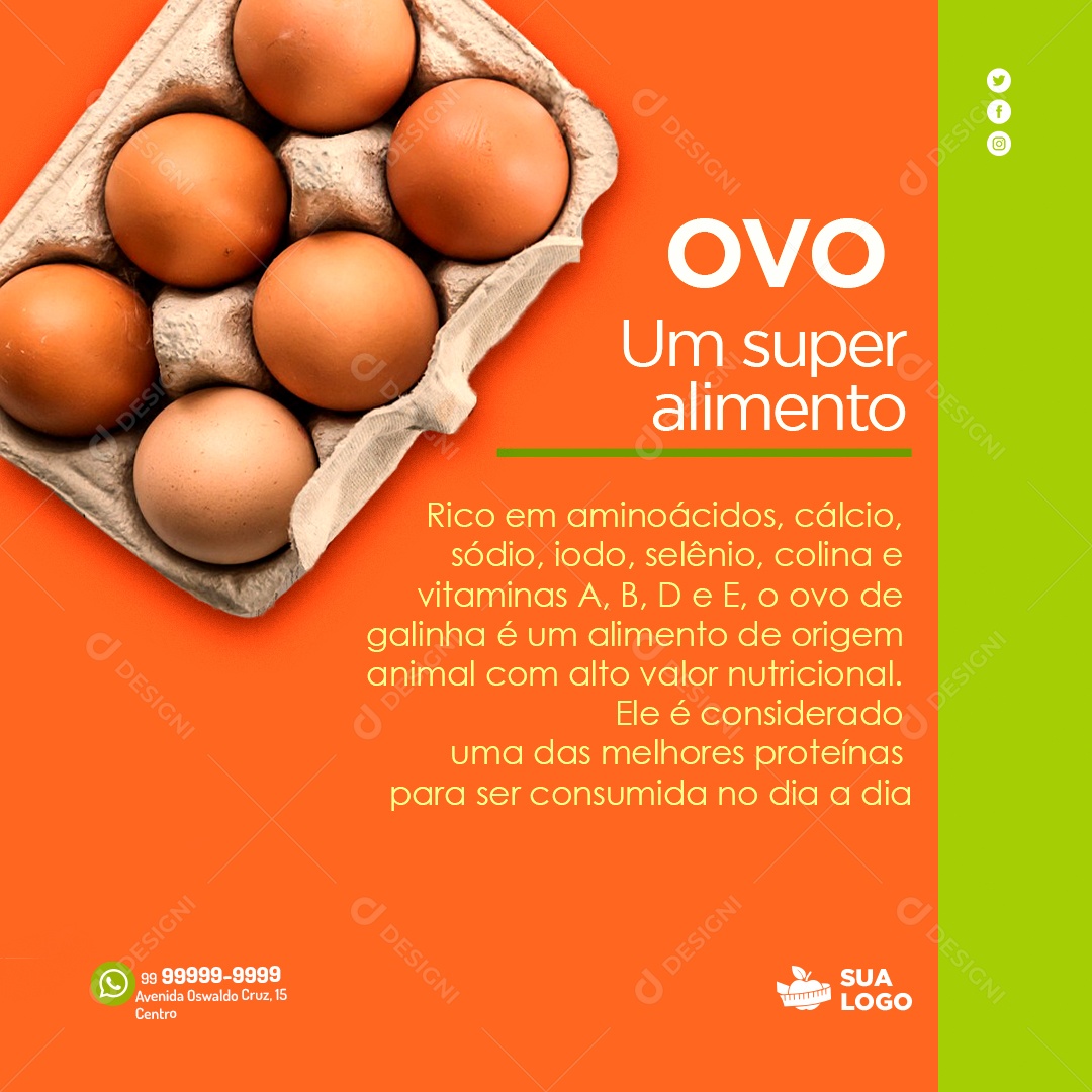 Ovo Super Alimento Uma das Melhores Proteínas  Para o Consumo do Dia a Dia Social Media PSD Editável