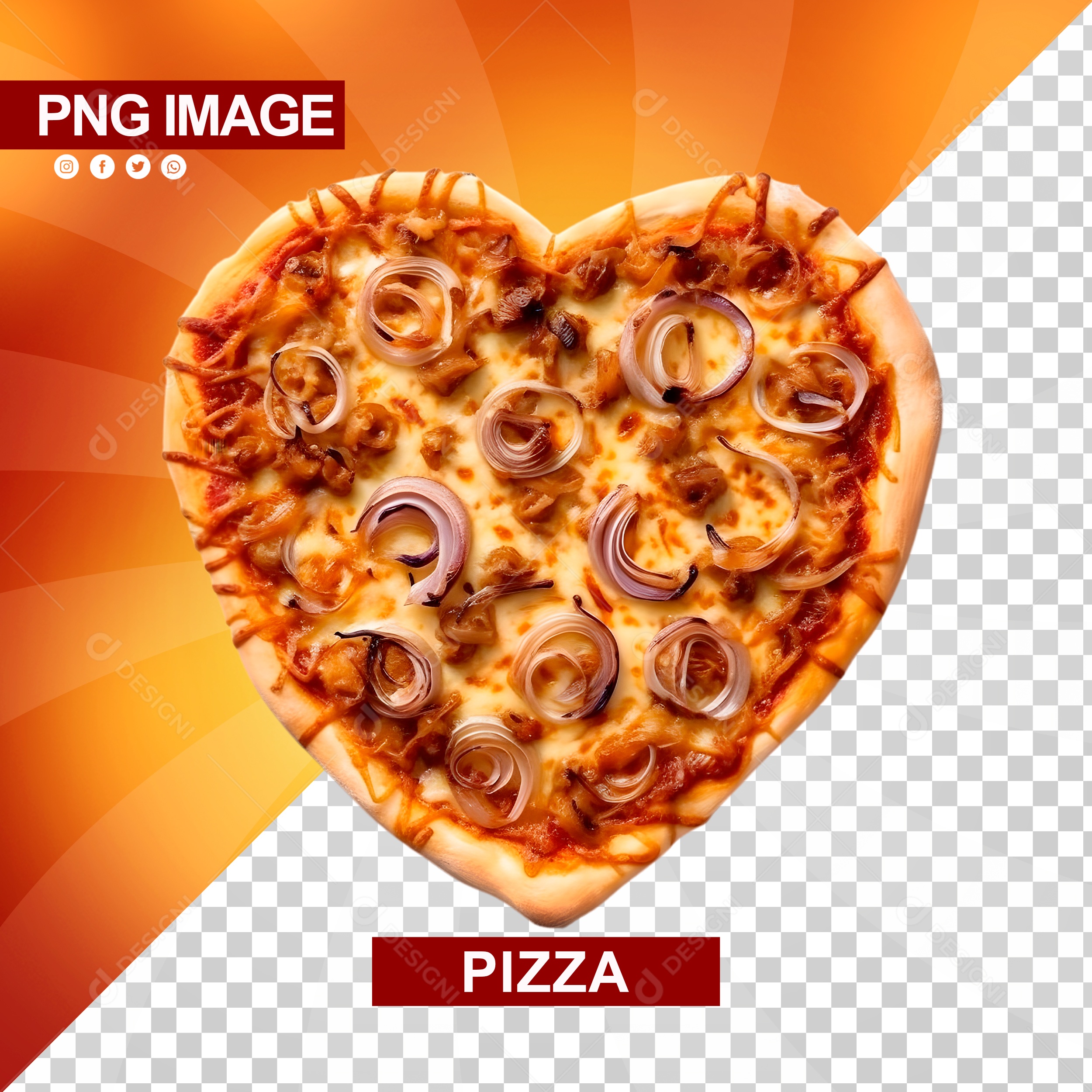Deliciosa Pizza Formato De Coração PSD
