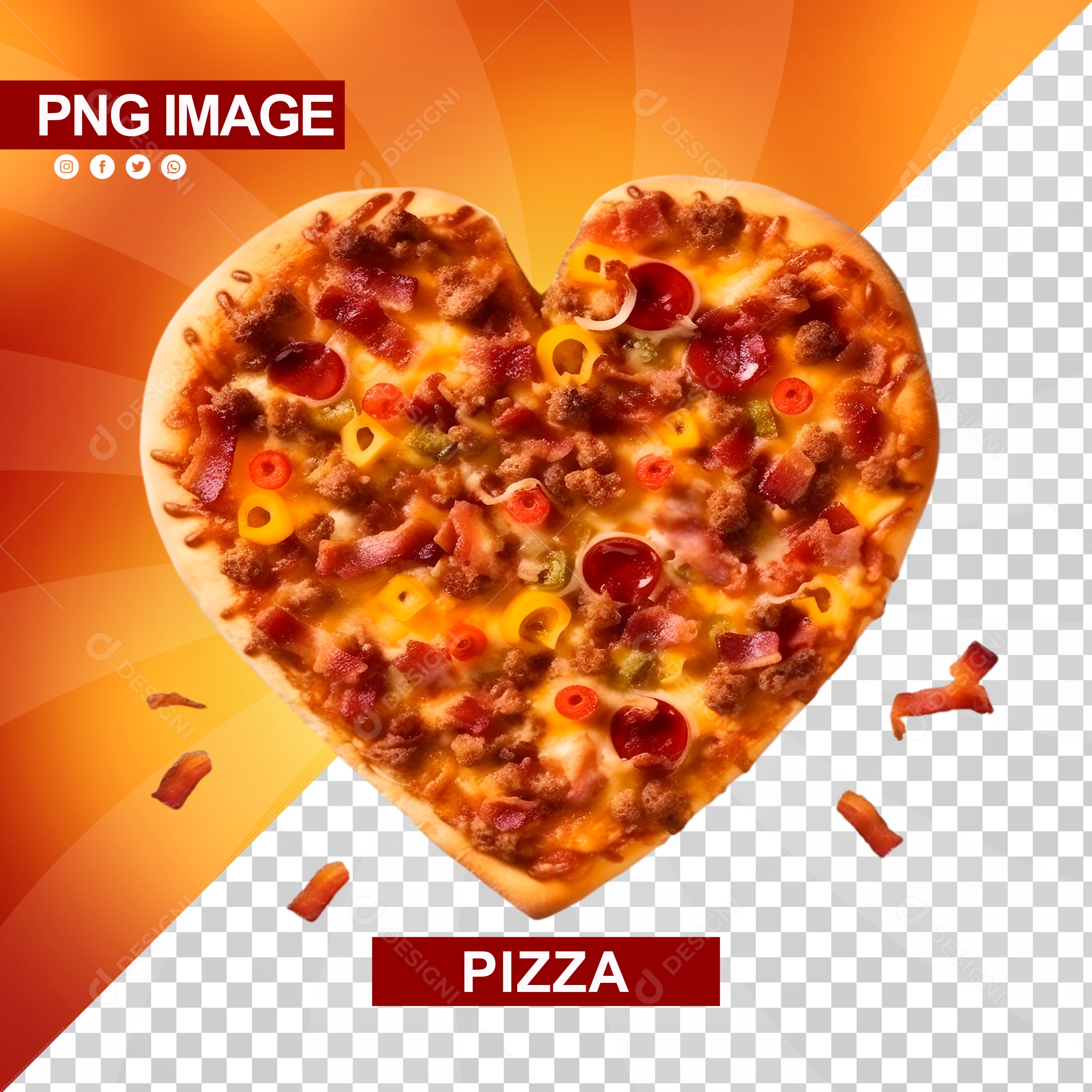Pizza Deliciosa Com Formato De Coração PSD