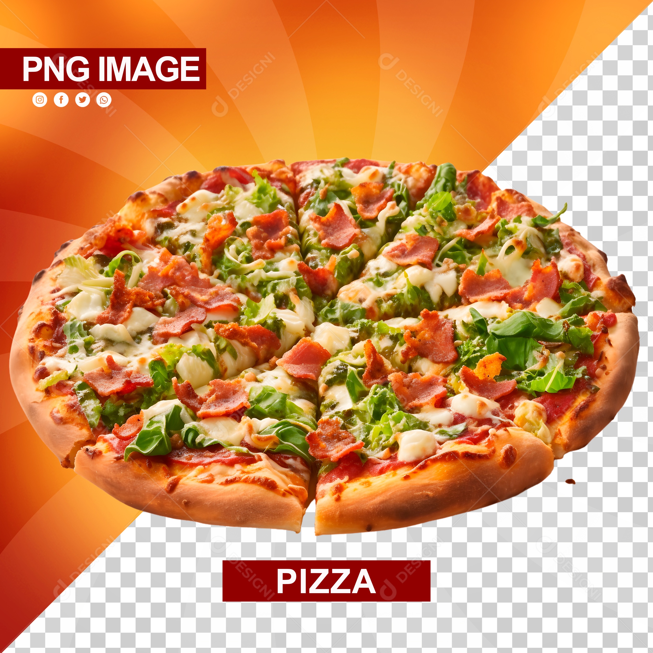 Deliciosa Pizza Fatiada Em 7 Pedaços PSD