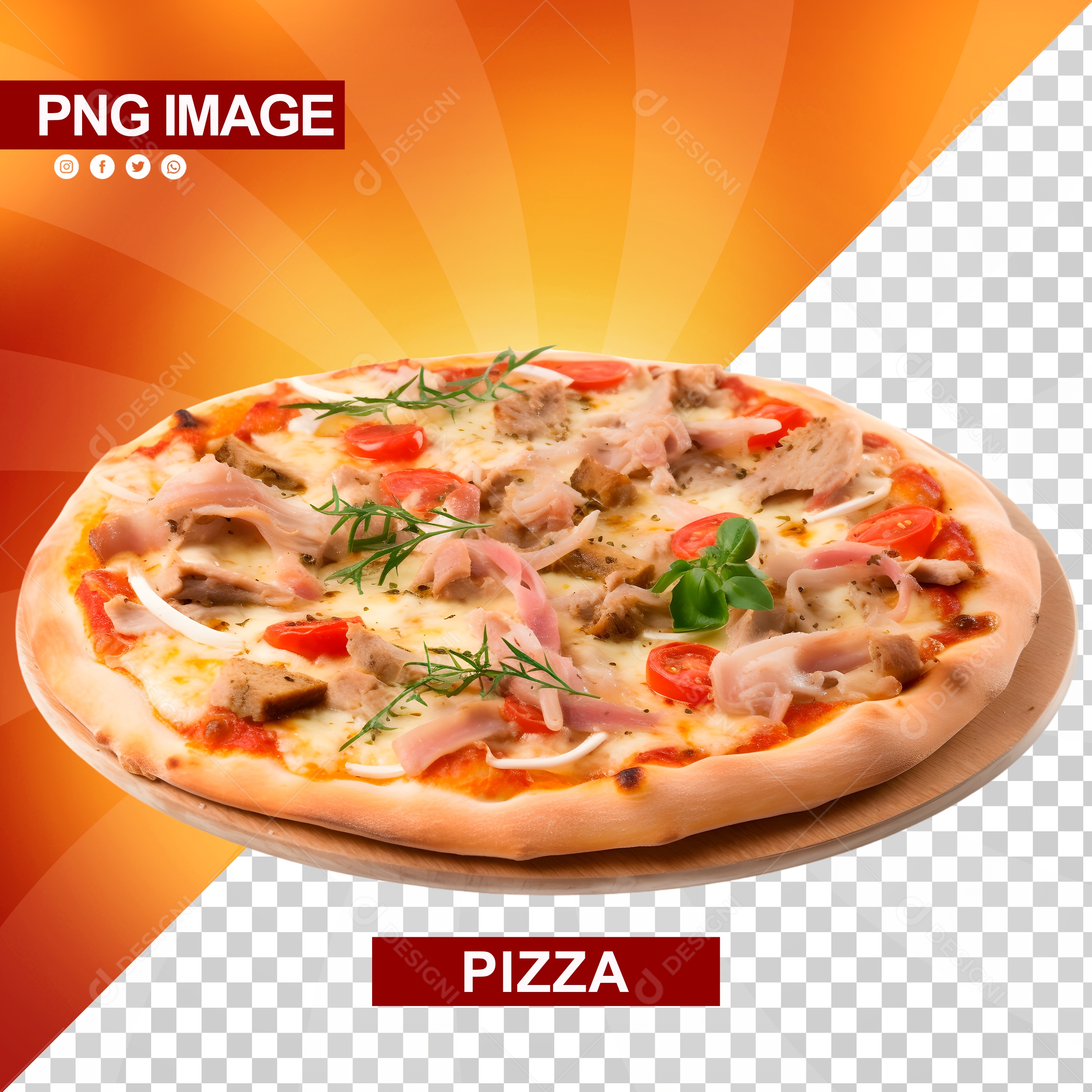 Deliciosa Pizza Redonda Tabua De Madeira PSD