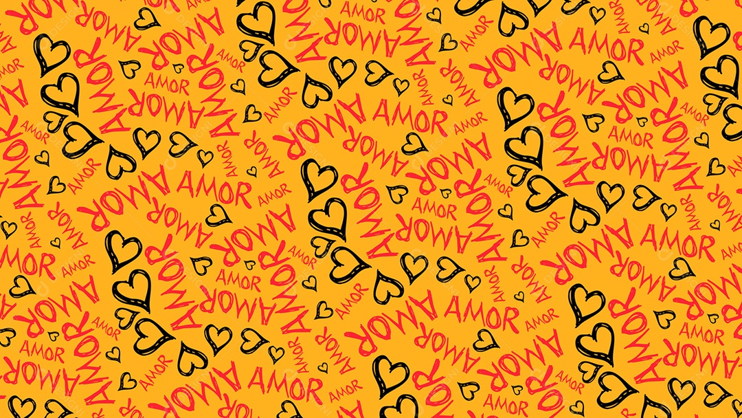 Pattern Padrões Geométricos Textos Do Dia Dos Namorados Amor Em Fundo Laranja Vetor AI + PAT