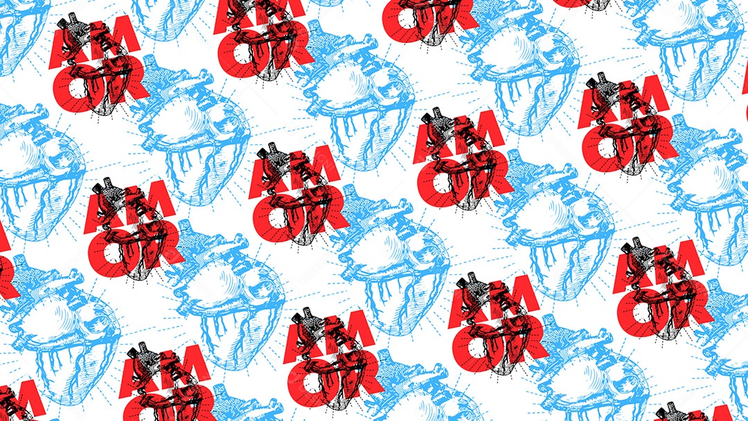 Pattern Padrões Geométricos Texto Do Dia Dos Namorados Amor Em Fundo Branco Vetor AI + PAT