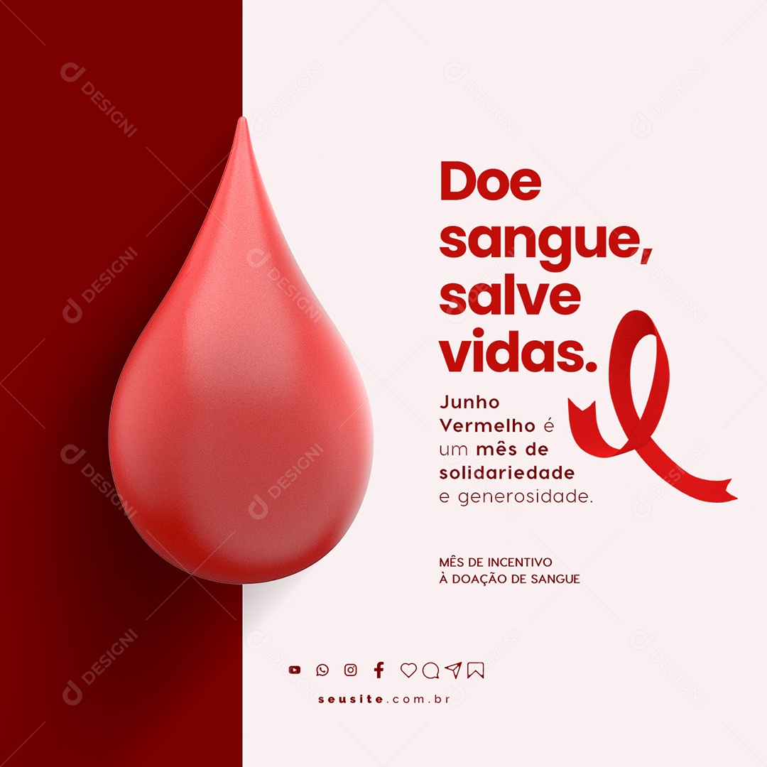 Doe Sangue Salve Vidas Junho Vermelho Social Media PSD Editável