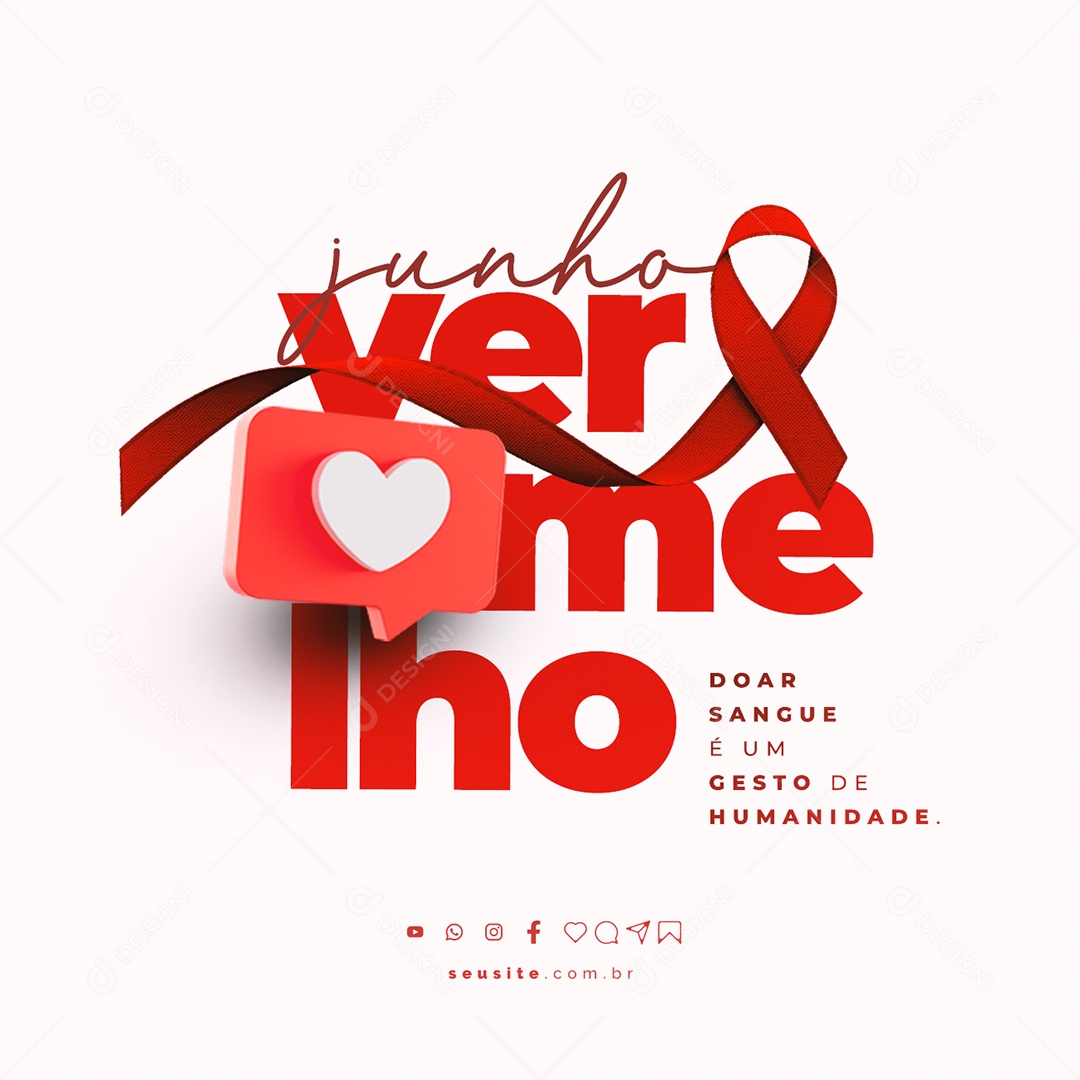 Doar Sangue É Um Gesto De Humanidade Junho Vermelho Social Media PSD Editável