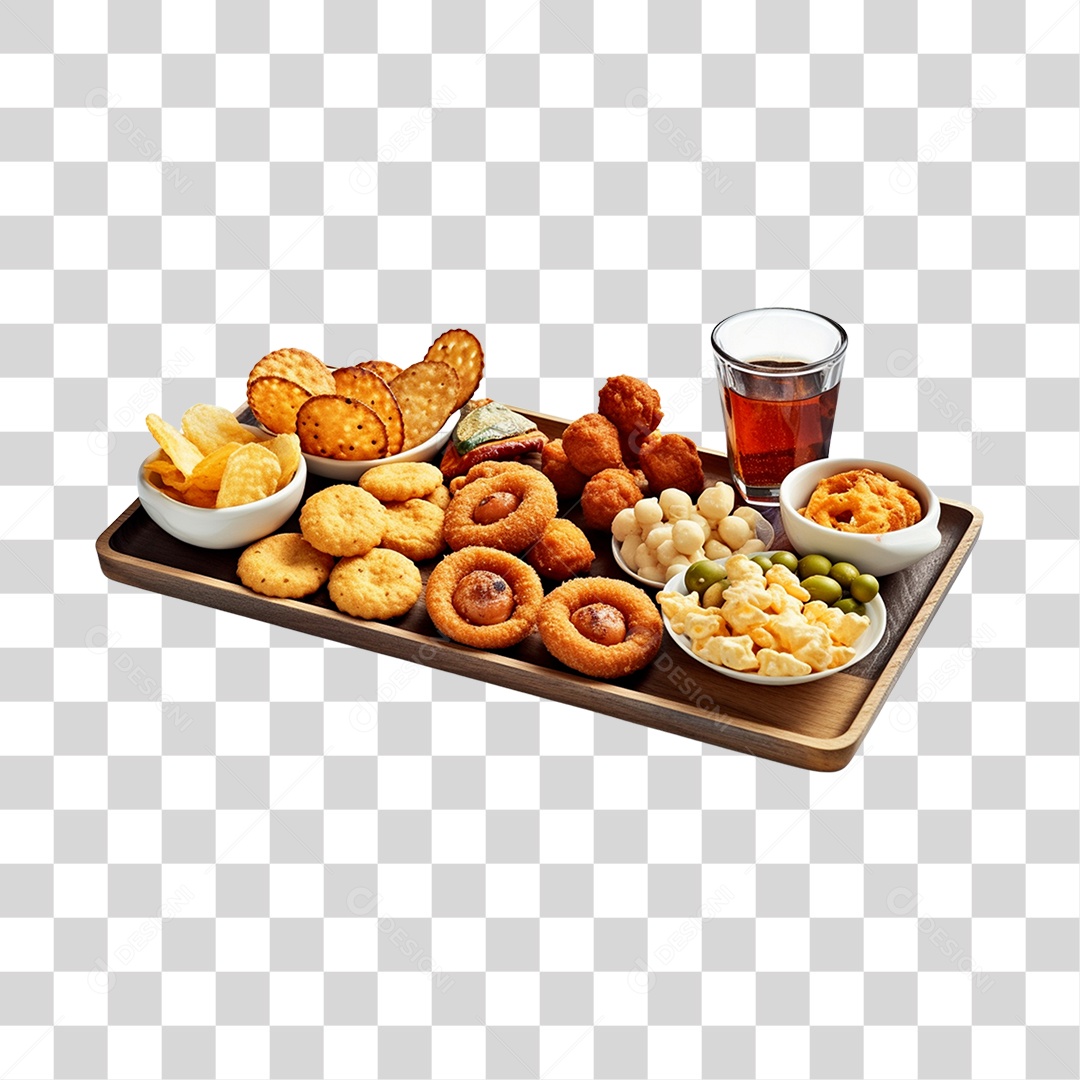 Fritas sobre tábua de madeira PNG Transparente