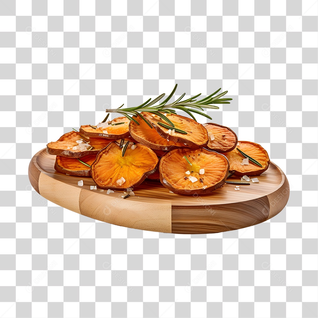 Cunhas da batata Comida sobre tabua de madeira PNG Transparente