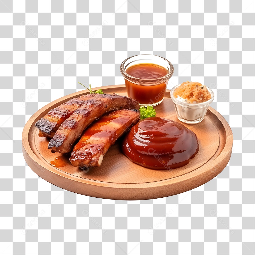 Carne assada sobre uma tabua de Madeira PNG Transparente