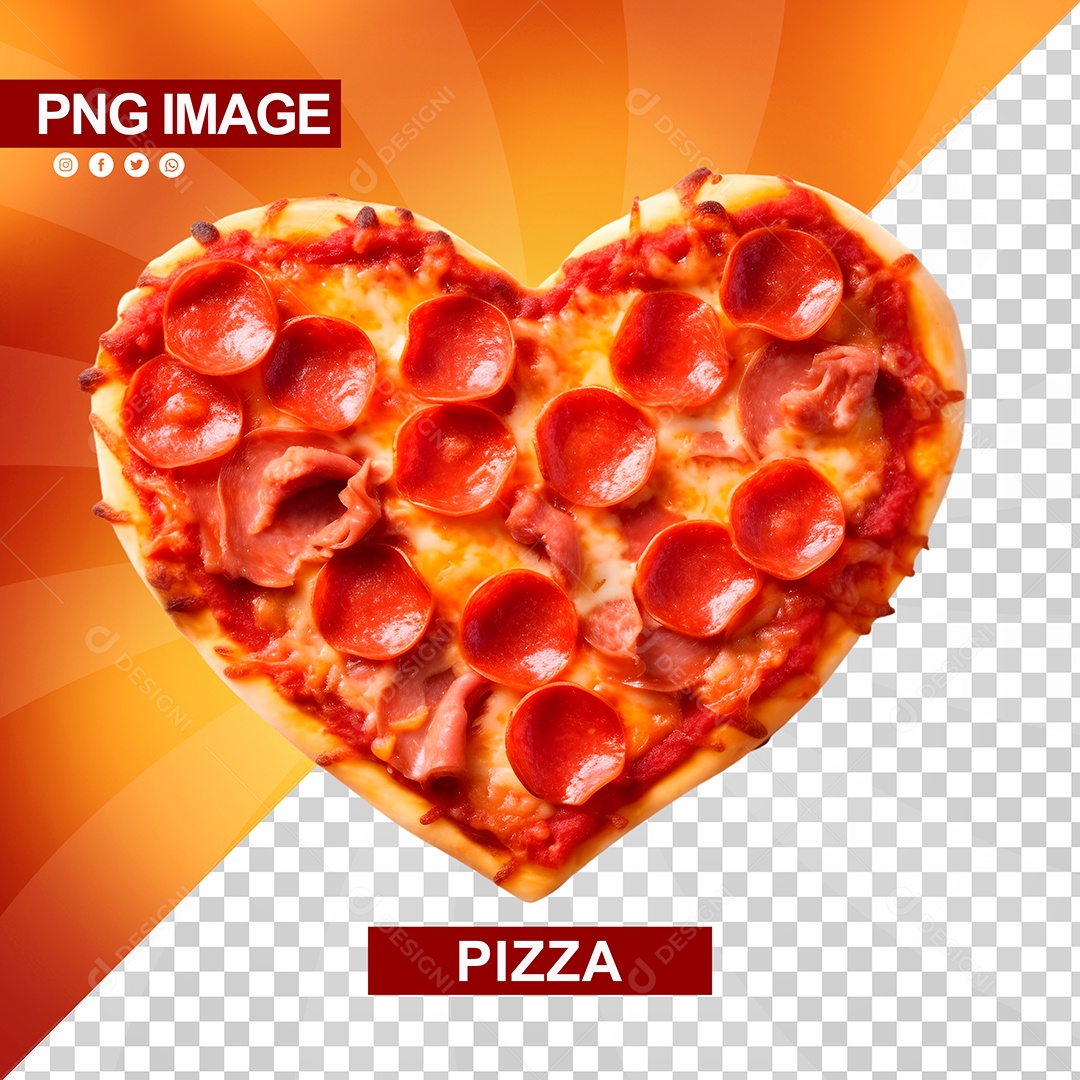 Pizza Deliciosa Sabor Calabresa Formato De Coração PSD