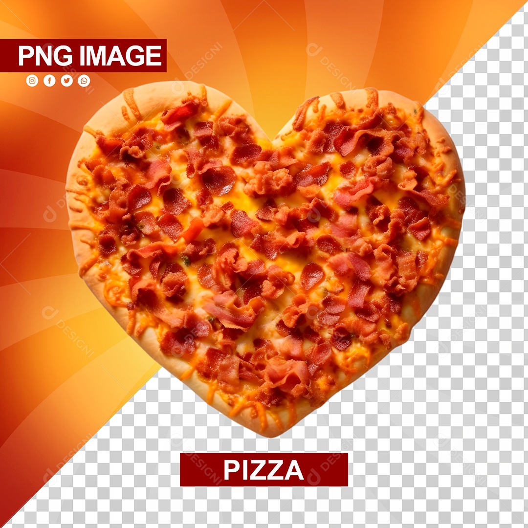 Deliciosa Pizza Com Formato De Coração PSD