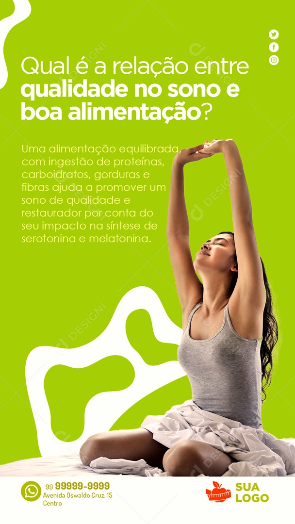 Story Relação Entre Boa Alimentação e Qualidade de Sono Social Media PSD Editável