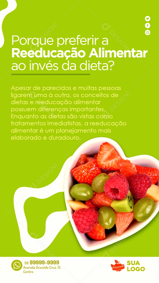 Story Por que Preferir  a Reeducação Alimentar ao Invés da Dieta Social Media PSD Editável