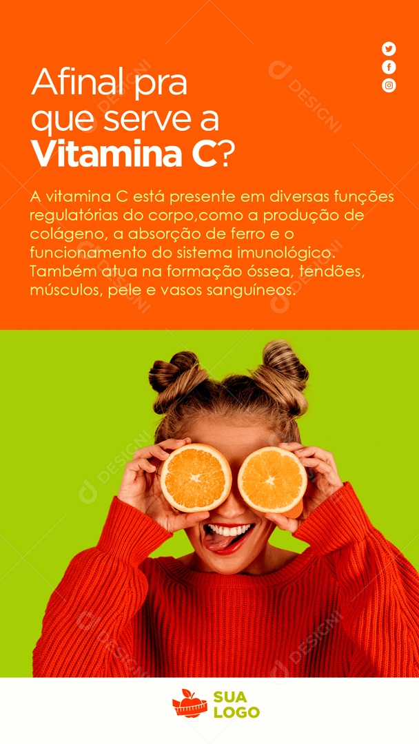 Story Afinal pra que Serve Vitamina C Social Media PSD Editável
