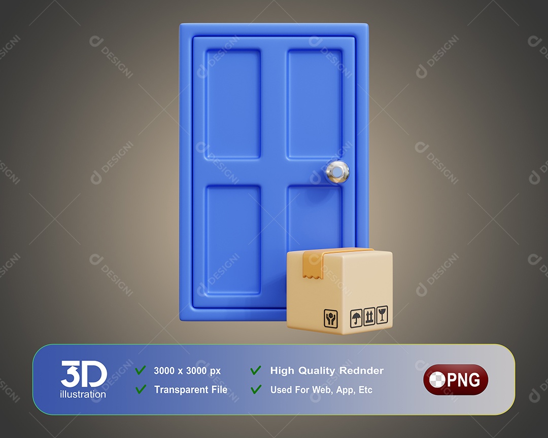 Encomenda Na Porta Elemento 3D Para Composição PSD