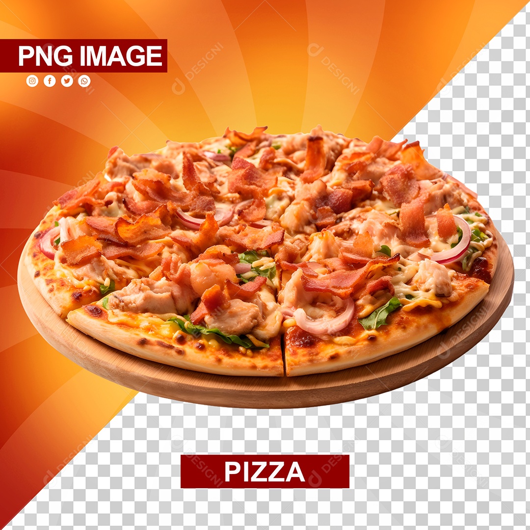 Pizza Fatiada Em 6 Pedaços Tabua De Madeira PSD