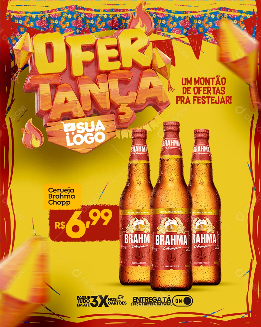 Ofertança Promoção Cerveja Brahma Social Media PSD Editável