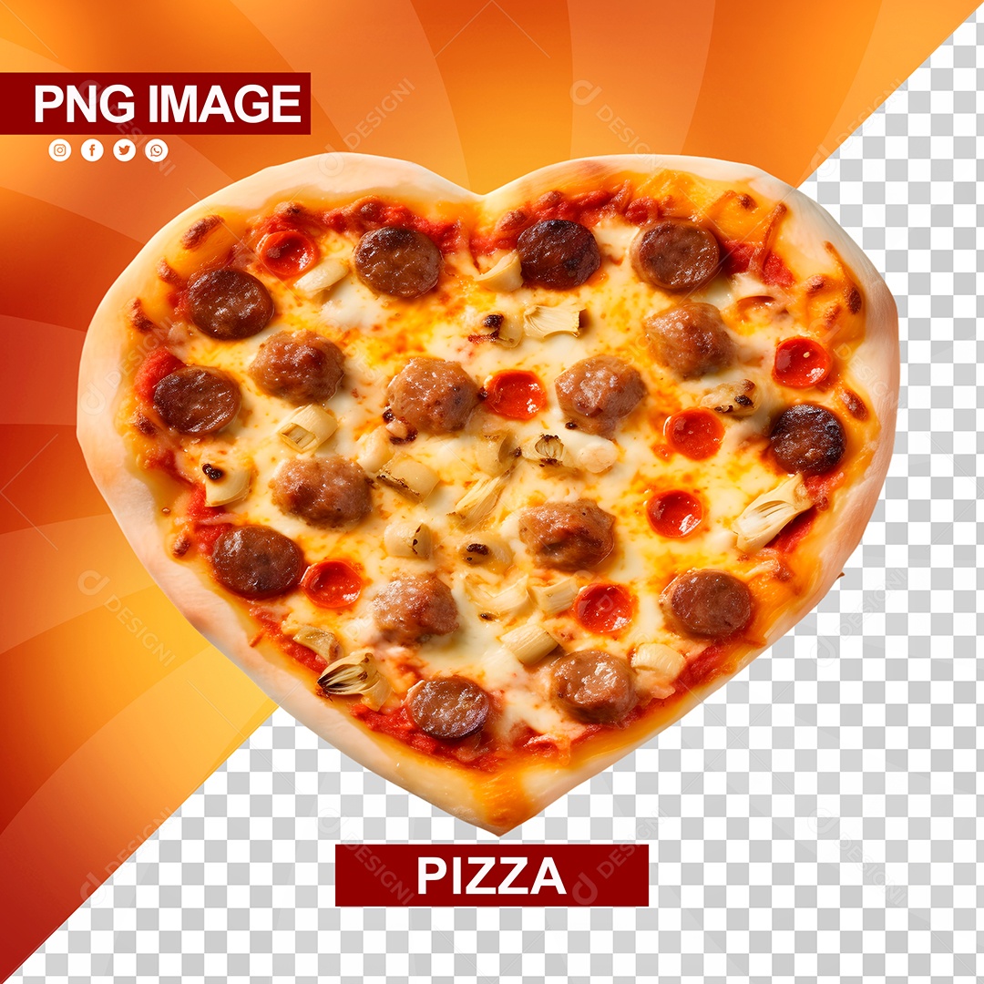 Deliciosa Pizza De Forma De Coração PSD
